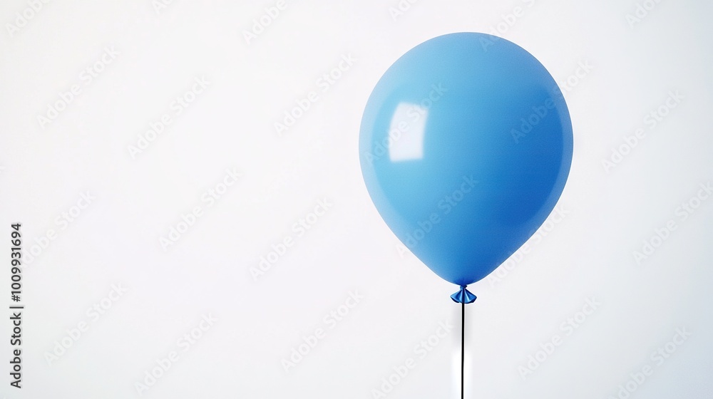 A blue balloon floats in the air with a long stick emerging from its bottom A blue balloon floats in the air with a long stick emerging from its bottom