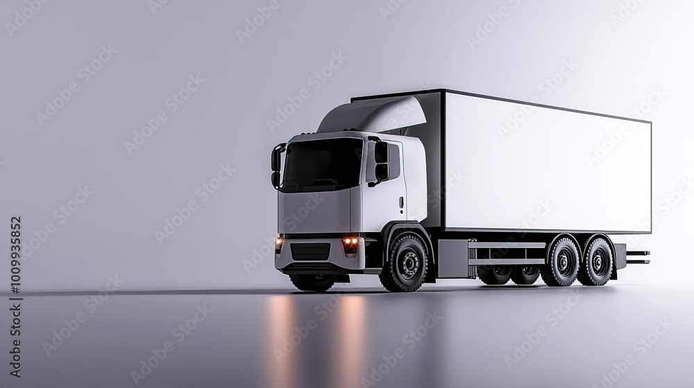 A modern delivery truck with a sleek design, ideal for transportation and logistics themes in commercial photography. A modern delivery truck with a sleek design, ideal for transportation and logistics themes in commercial photography.