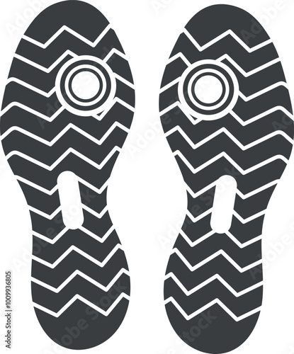 Shoe steps. Black human feet pair print