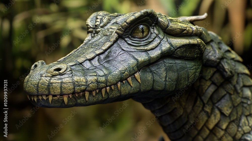 Fototapeta premium Close Up of a Green Dragon's Head