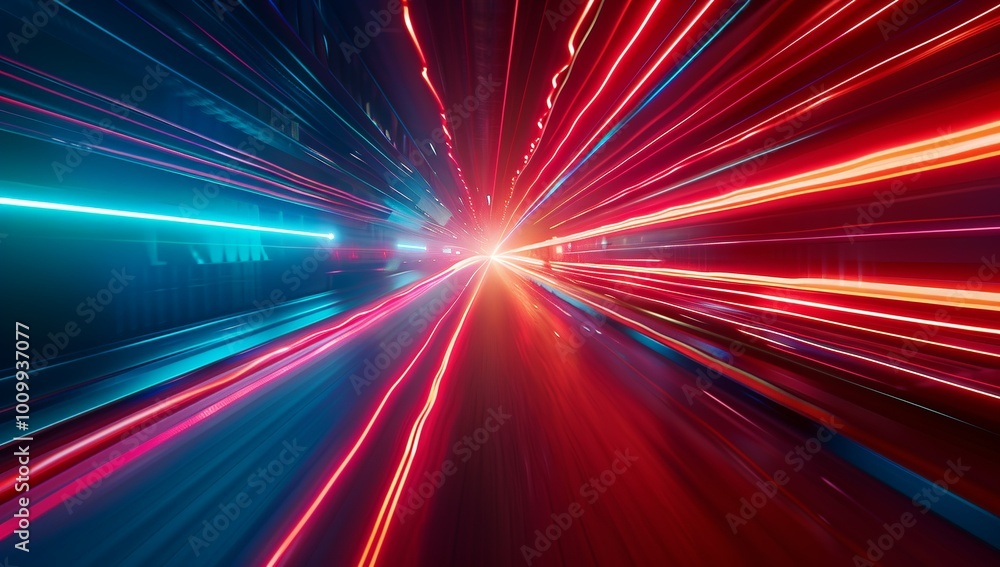 Abstract red and blue light speed background with laser beams. Digital... Abstract red and blue light speed background with laser beams. Digital...