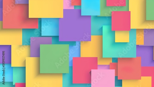 Colorful background with squares, vibrant color blocks, flat design, vector...