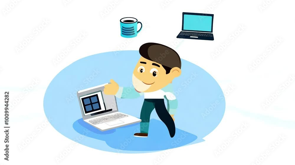 character full body developer working remotely designed motion graphics online course projects Withflat cartoon style suitable illustrating remote programming jobs digital animation character full body developer working remotely designed motion graphics online course projects Withflat cartoon style suitable illustrating remote programming jobs digital animation