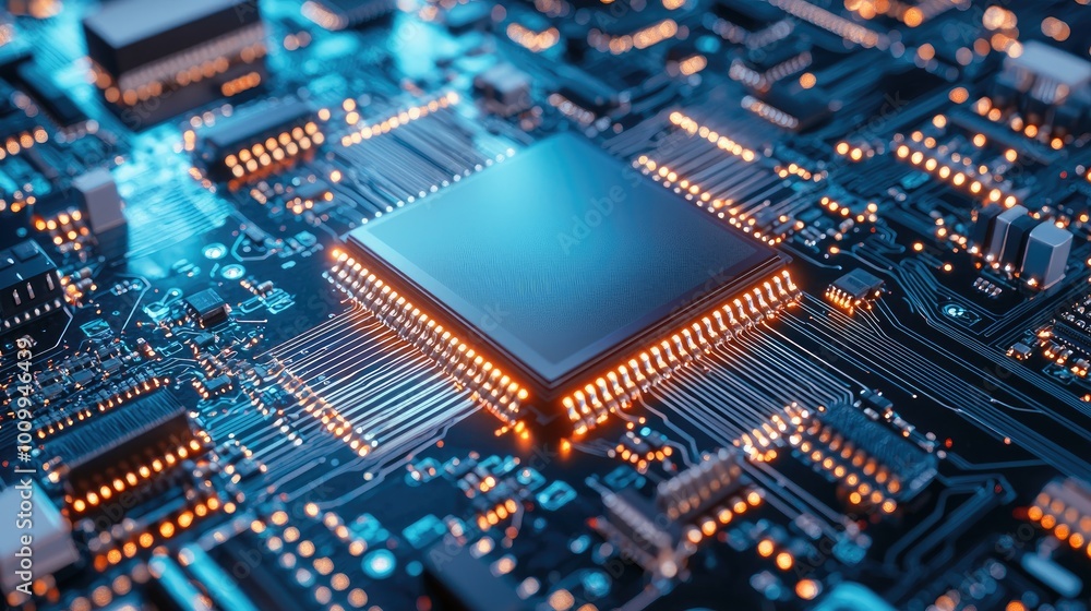 Close-up of a Computer Chip on a Circuit Board Close-up of a Computer Chip on a Circuit Board