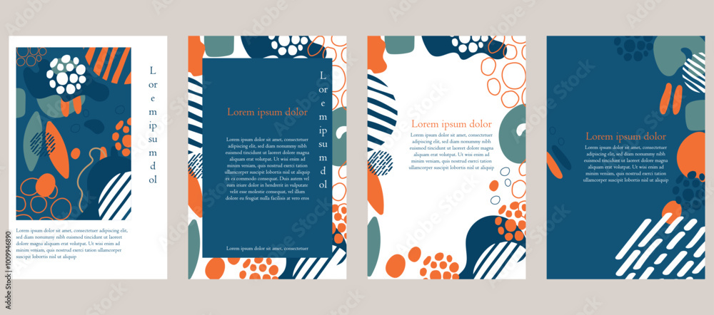 A set of abstract creative templates featuring bold designs and modern layouts, ideal for posters, cards, flyers, banners, brochures, and other graphic projects. These vector illustrations provide ver