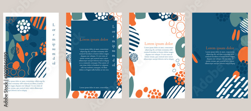 Obraz na płótnie A set of abstract creative templates featuring bold designs and modern layouts, ideal for posters, cards, flyers, banners, brochures, and other graphic projects. These vector illustrations provide ver w salonie