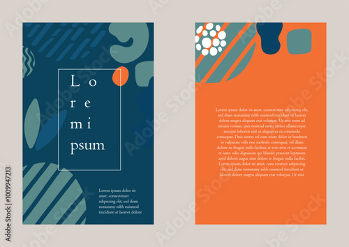 Obraz na płótnie ready-to-use vector cards or posters in a contemporary abstract style, featuring nature-inspired motifs such as flowers, leaves, and hand-drawn textures. These templates are perfect for your creative w salonie
