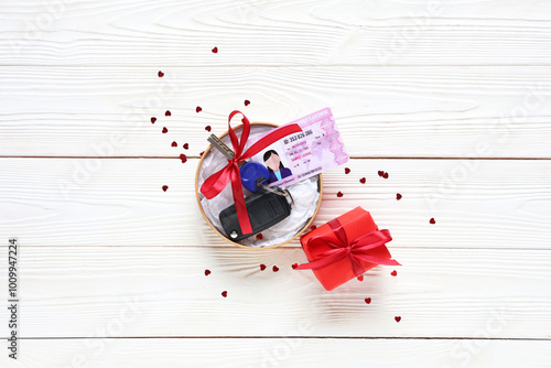 Gift boxes with keys of new...
