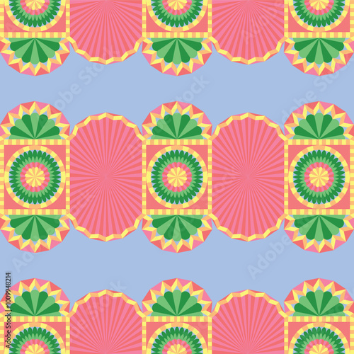 flower mandala colorful art deco mosaic style
