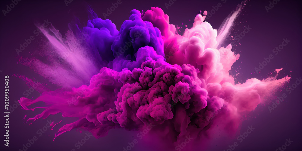 Fototapeta premium Vibrant Colorful Smoke and Powder Explosion in Mid-Air