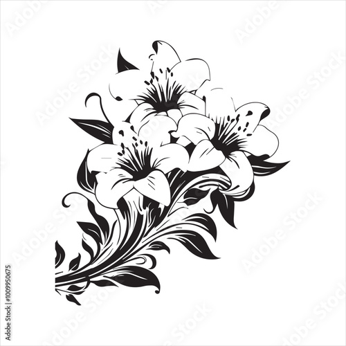 lily of the valley, flower, floral, nature, vector, illustration, leaf, pattern, flowers, plant, design, decoration, spring, art, ornament, summer, blossom, bouquet, element, flora, card, beauty, wall