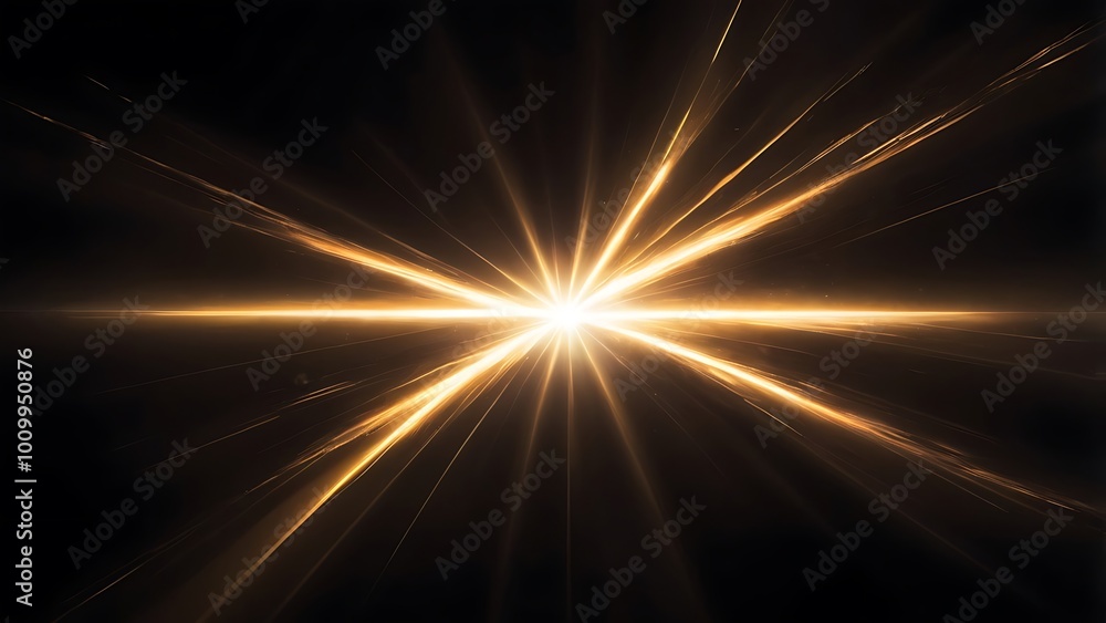 Digital illustration abstract background featuring a burst of bright golden light with glow against a black background Digital illustration abstract background featuring a burst of bright golden light with glow against a black background