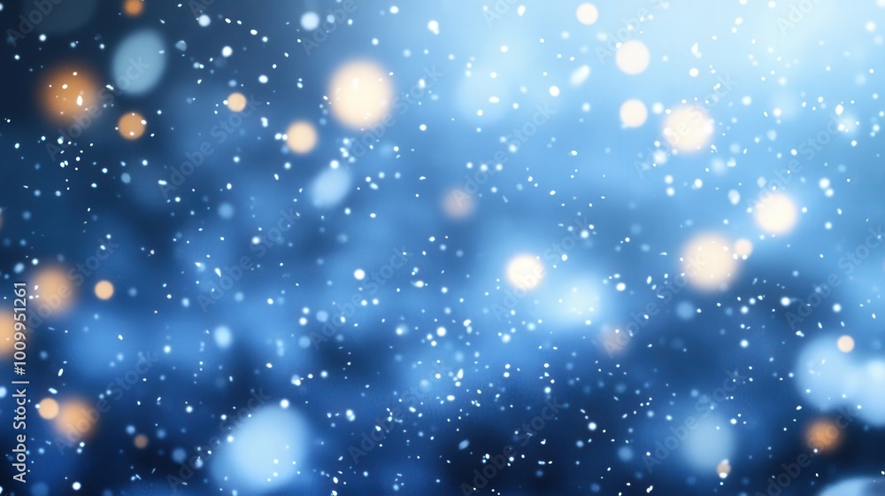 The winter setting showcases a stunning frosted blue and white background, adorned with delicate snowflakes gently cascading, enhancing the cold season's beauty The winter setting showcases a stunning frosted blue and white background, adorned with delicate snowflakes gently cascading, enhancing the cold season's beauty