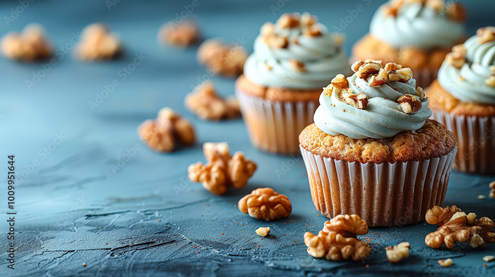 Caramel-topped muffins with walnuts Caramel-topped muffins with walnuts