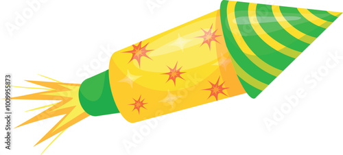 Holiday fire cracker cartoon icon. Festival symbol