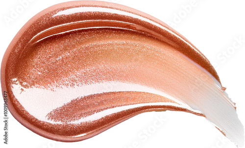 Peach, blush colored cosmetic smear on transparent background PNG