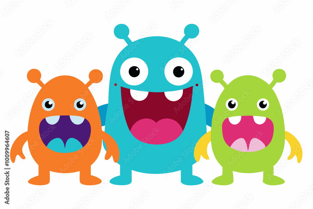 funny and cute colourful monsters for halloween with big open mouths as copy space funny and cute colourful monsters for halloween with big open mouths as copy space