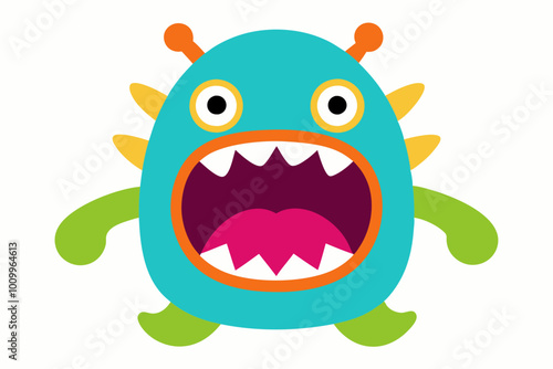 funny and cute colourful monsters for halloween with big open mouths as copy space