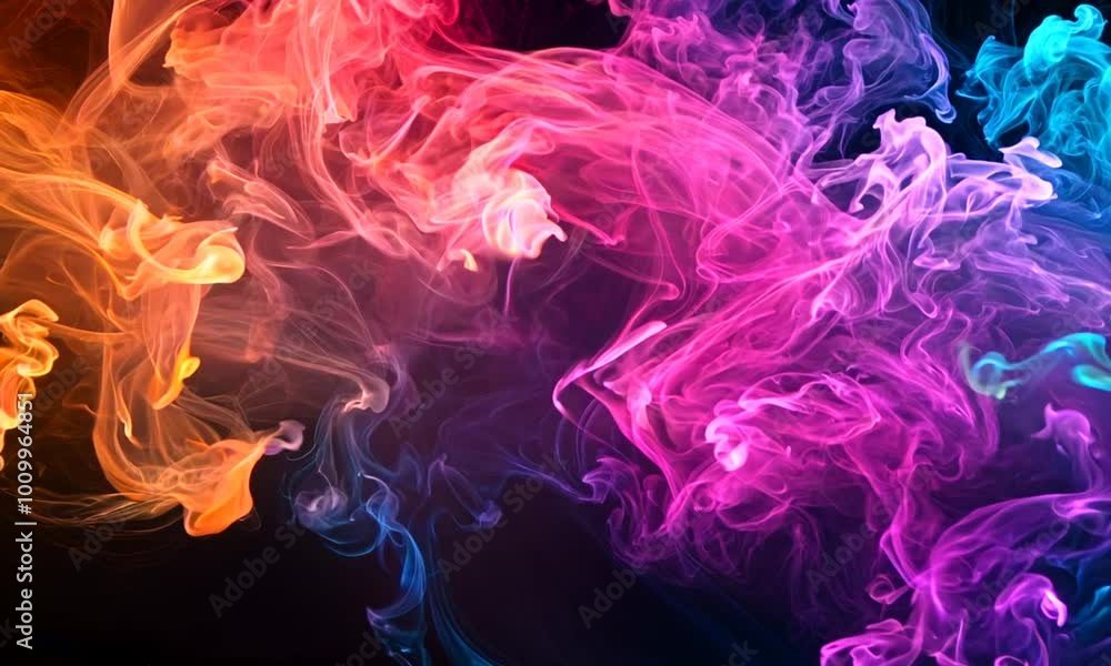 Abstract Colorful Smoke on Black Background Abstract Colorful Smoke on Black Background