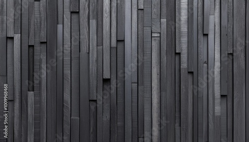 Obraz na płótnie A close-up shot of a dark wood wall with vertical slats of varying widths. w salonie