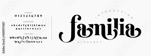 Familia  typography beauty fashion elegant minimalist serif italic fonts decorative wedding vintage retro logos. Minimal luxury font alphabet logo. Vector illustration