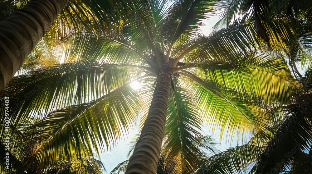 Fototapeta premium Palm Tree Canopy in Tropical Paradise