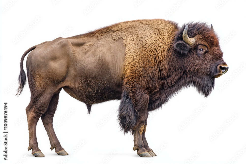 majestic bison stands tall, its head elegantly turned to reveal thick fur and a strong frame majestic bison stands tall, its head elegantly turned to reveal thick fur and a strong frame