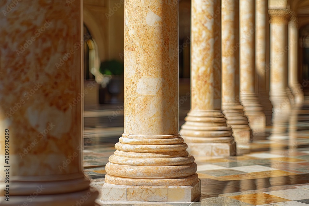 A row of classic marble columns. Perfect for adding elegance to designs related to architecture, luxury, or history. A row of classic marble columns. Perfect for adding elegance to designs related to architecture, luxury, or history.