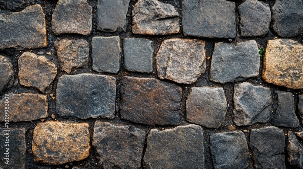 Obraz premium Stone pavement with irregular shapes. This photo is ideal for background designs or textures for websites or presentations.