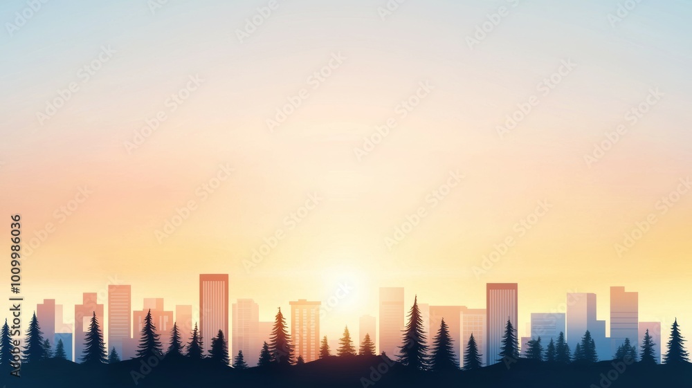 A city skyline with a beautiful sunset in the background A city skyline with a beautiful sunset in the background