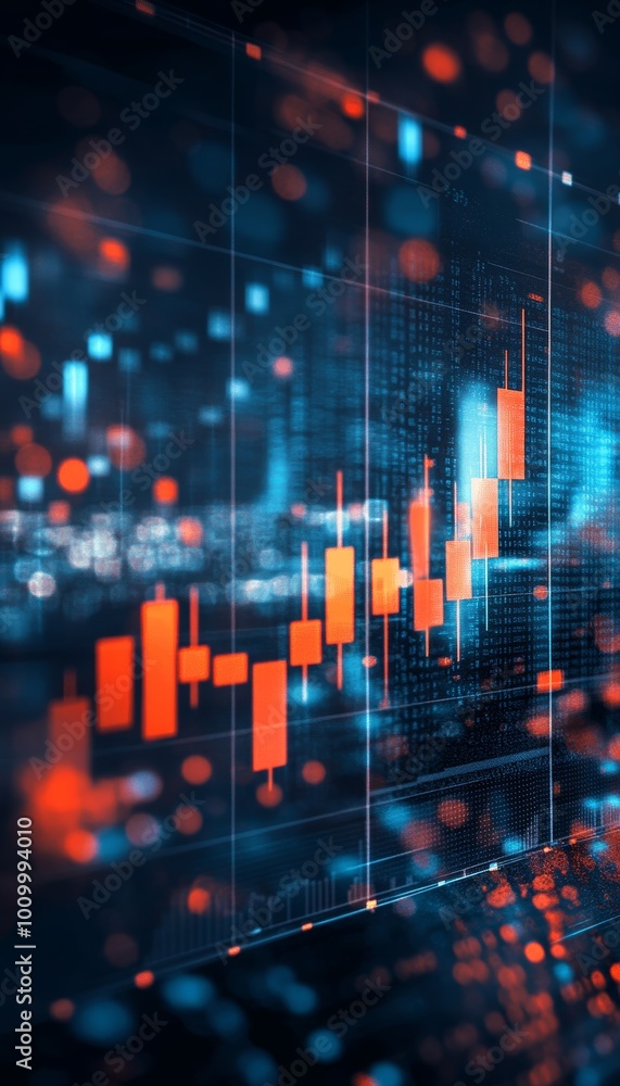 Obraz premium Abstract Stock Market Chart With City Skyline, Representing Financial Growth And Trading.