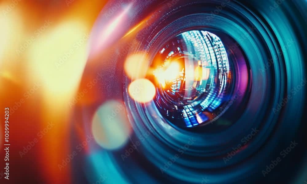 Close-up of a Camera Lens with a Bright Light Source Close-up of a Camera Lens with a Bright Light Source