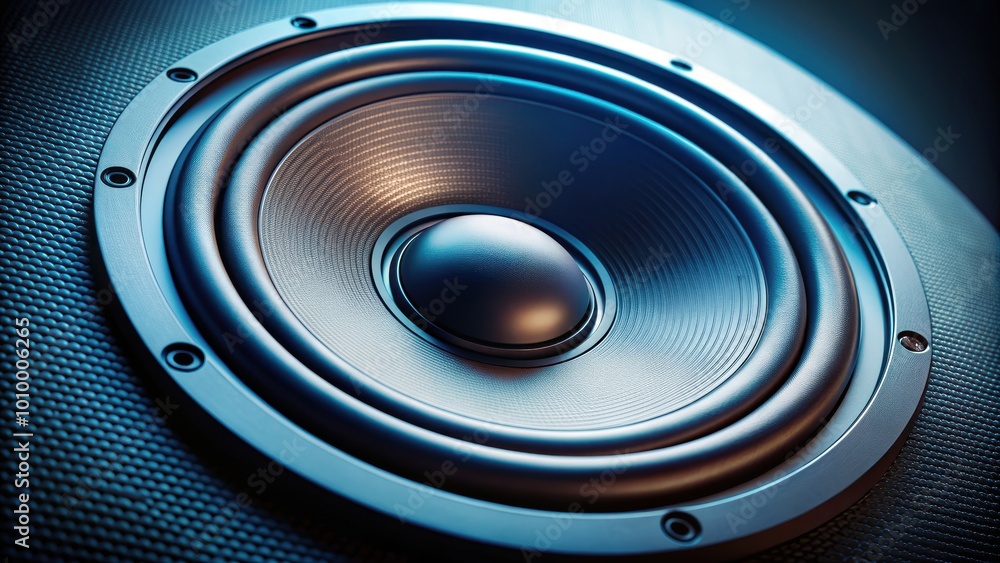 Close-up of a speaker emitting sound at medium volume, audio, music, sound, technology, speaker, volume, medium Close-up of a speaker emitting sound at medium volume, audio, music, sound, technology, speaker, volume, medium