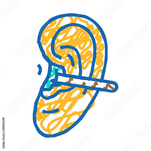 ear hair removal doodle icon sketch vector. ear hair removal sign. isolated symbol illustration