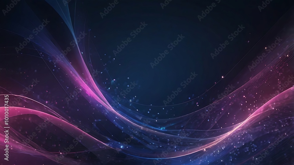 Abstract fractal digital design of pink and blue waves and curves with a smooth motion textured background on a solid dark blue wall Abstract fractal digital design of pink and blue waves and curves with a smooth motion textured background on a solid dark blue wall