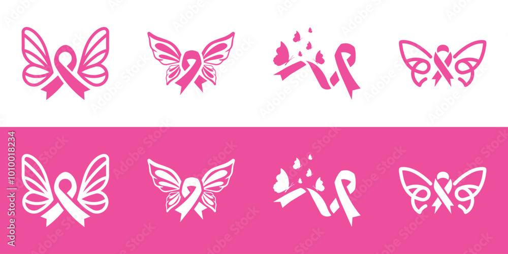 Ribbon shaped butterfly, Breast Cancer Awareness Butterfly, Butterfly Support Ribbon Breast Cancer, Pink Butterfly Wings, Butterflies and ribbon icon, butterflies, Vector Illustration Ribbon shaped butterfly, Breast Cancer Awareness Butterfly, Butterfly Support Ribbon Breast Cancer, Pink Butterfly Wings, Butterflies and ribbon icon, butterflies, Vector Illustration