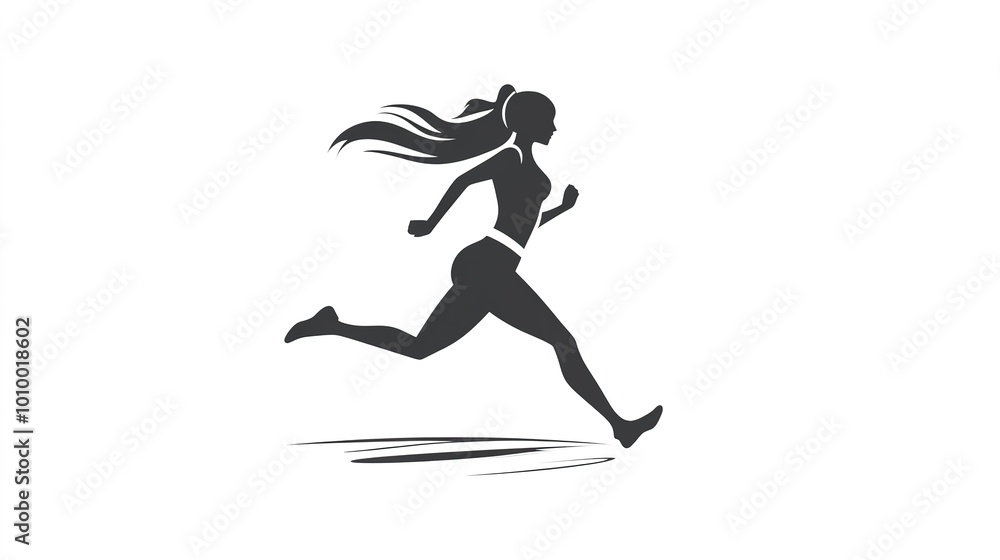 Dynamic vector logo design featuring a lady running, symbolizing energy and movement. This sleek and modern logo captures the essence of athleticism and vitality, making it perfect for fitness brands, Dynamic vector logo design featuring a lady running, symbolizing energy and movement. This sleek and modern logo captures the essence of athleticism and vitality, making it perfect for fitness brands,
