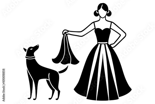 stylist Dog background white with dress vector illustration photo