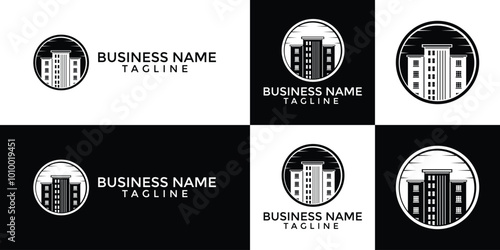 Classic Real Estate Logo Design, Minimalist High-Rise Building Icon for Property, Architecture, and Construction Branding. Ideal for Realtors, Developers, and Urban Housing Projects.