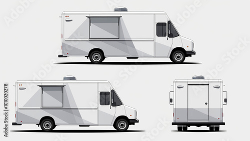 AI Generative. Illustration of minimal modern style of food truck white color on white background. 9