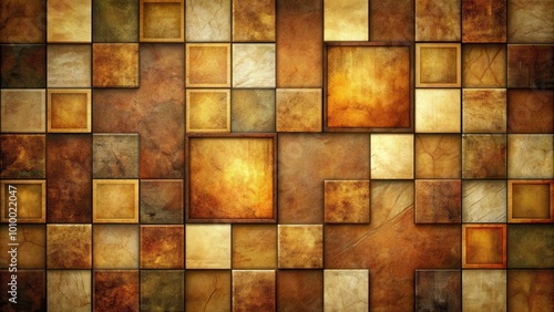 Abstract squares in earthy tones with textured details, abstract, squares, earthy tones, textured, abstract art