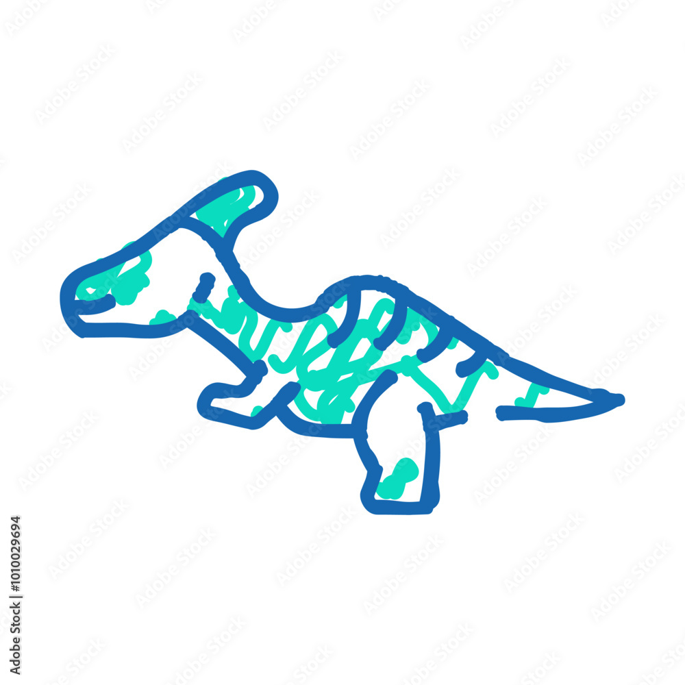 Obraz premium parasaurolophus dinosaur animal doodle icon sketch vector. parasaurolophus dinosaur animal sign. isolated symbol illustration