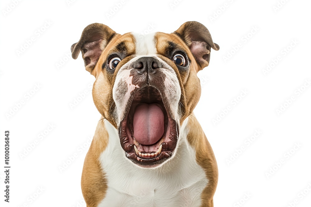 Close-up Of A Angry And Surprised Bulldog Isolated On White Background With A Funny And Excited Expression, Dog Portrait Close-up Of A Angry And Surprised Bulldog Isolated On White Background With A Funny And Excited Expression, Dog Portrait