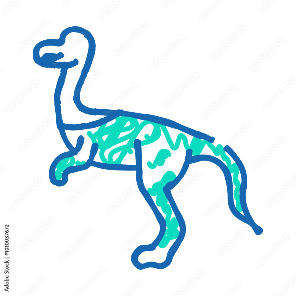 Fototapeta premium compsognathus dinosaur animal doodle icon sketch vector. compsognathus dinosaur animal sign. isolated symbol illustration