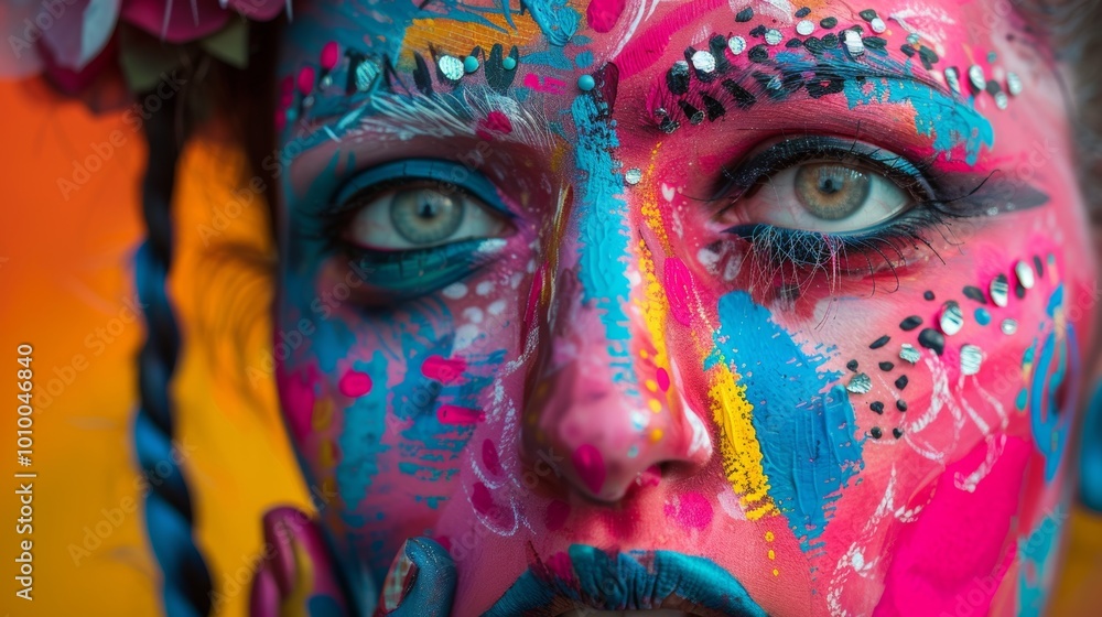 Vibrant and Captivating Portrait of a Digitally Painted Female Face Vibrant and Captivating Portrait of a Digitally Painted Female Face