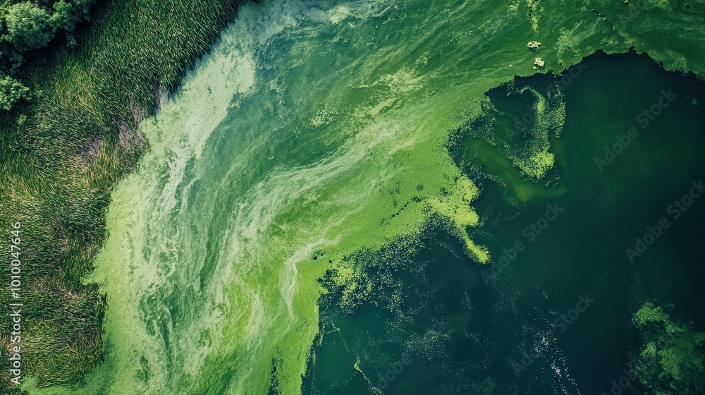 Aerial View of Lush Green River Flowing Through Verdant Landscape Aerial View of Lush Green River Flowing Through Verdant Landscape