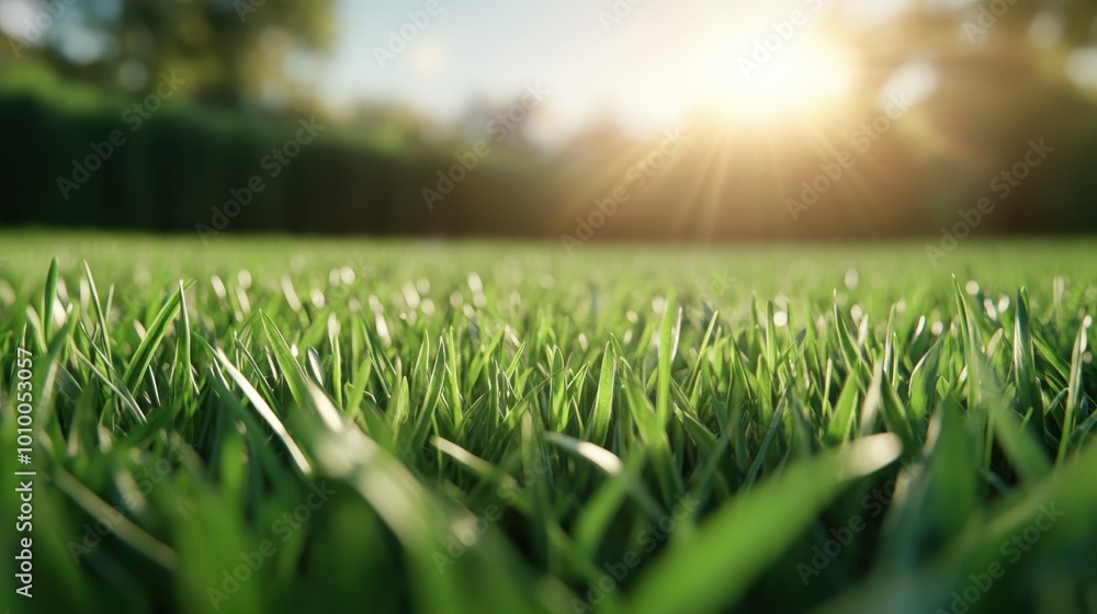 A lush green grass field is gently illuminated by bright sunlight, capturing the vibrancy and freshness of nature and evoking a sense of peace and renewal. A lush green grass field is gently illuminated by bright sunlight, capturing the vibrancy and freshness of nature and evoking a sense of peace and renewal.