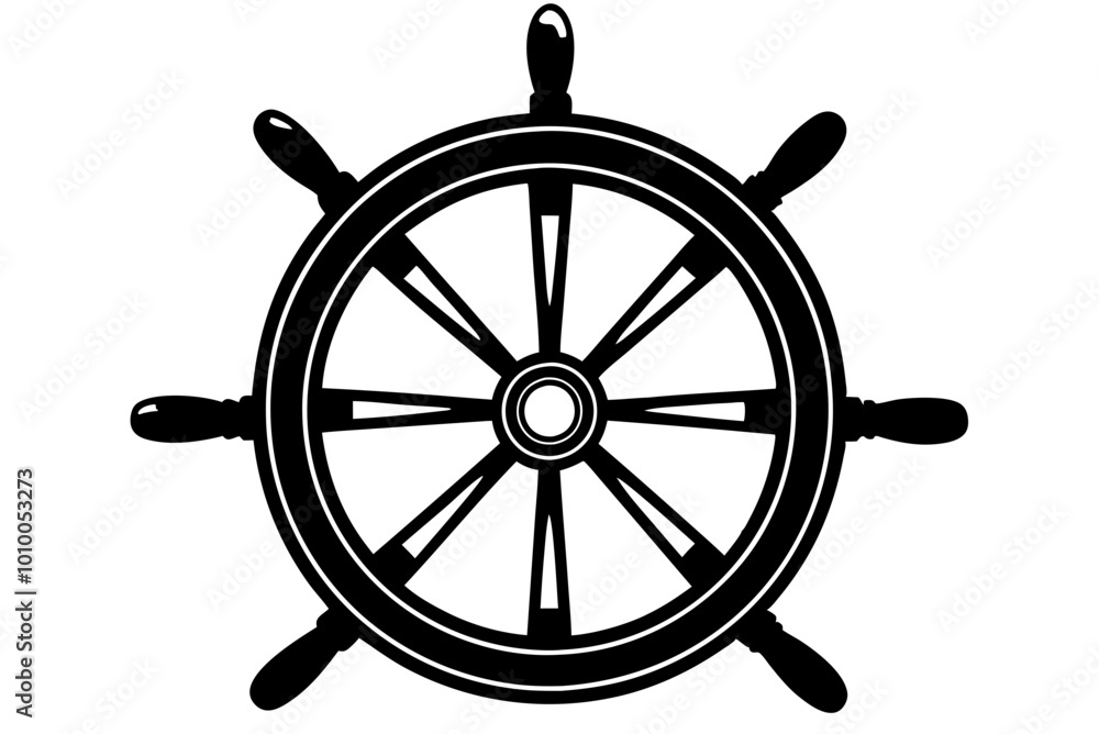 Wooden boat wheel isolated on white Wooden boat wheel isolated on white