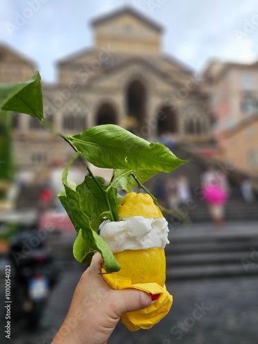 lemon ice cream on the amalfi coast photo