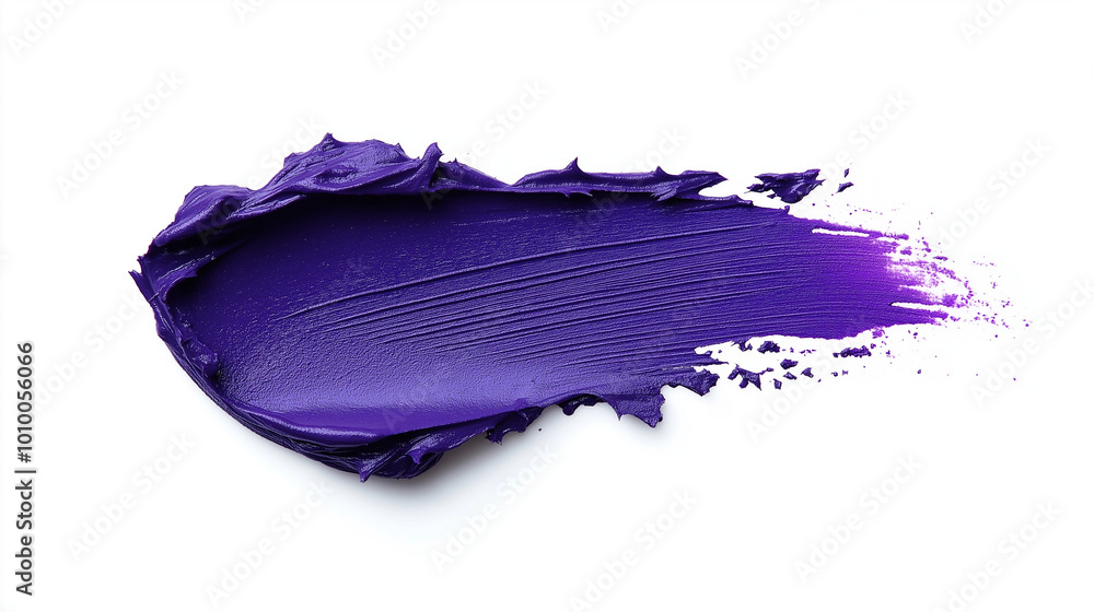 Fototapeta premium a single, elegant swatch of cobalt violet lipstick on white background, with soft color gradients and subtle sheen to highlight the texture and glossiness of lip makeup